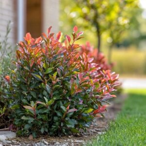 Gömb formára nyírt korallberkenye (Photinia serrulata 'Little Red Robin')